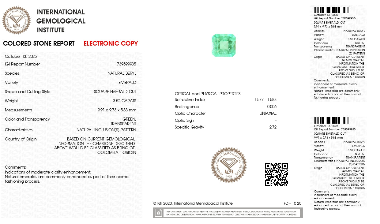 Natural Columbian Emerald (Panna) 3.52 Carats