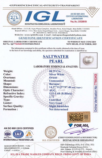 Natural Venezuela Pearl 8.29 Carats