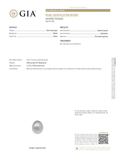 Natural Basra Pearl (Moti) 6.85 Carats