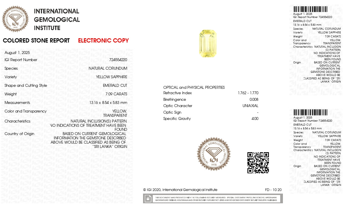 Natural Yellow Sapphire (Pukhraj) 7.09 Carats