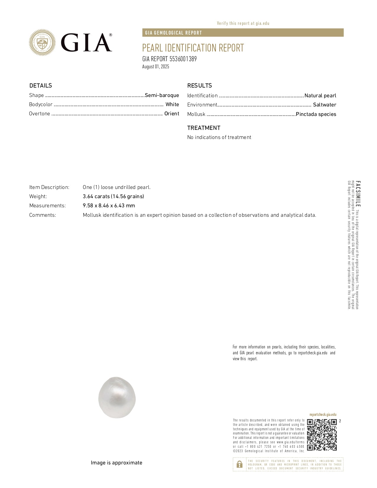 Natural Basra Pearl (Moti) 3.64 Carats