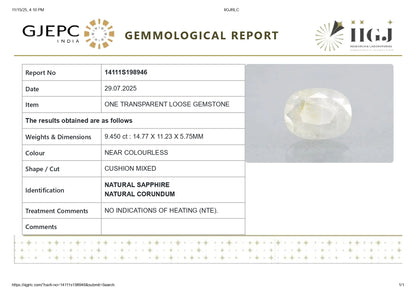 Natural White Sapphire 9.45 Carats