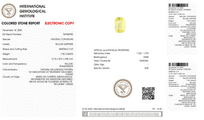 Natural Yellow Sapphire (Pukhraj) 7.95 Carats
