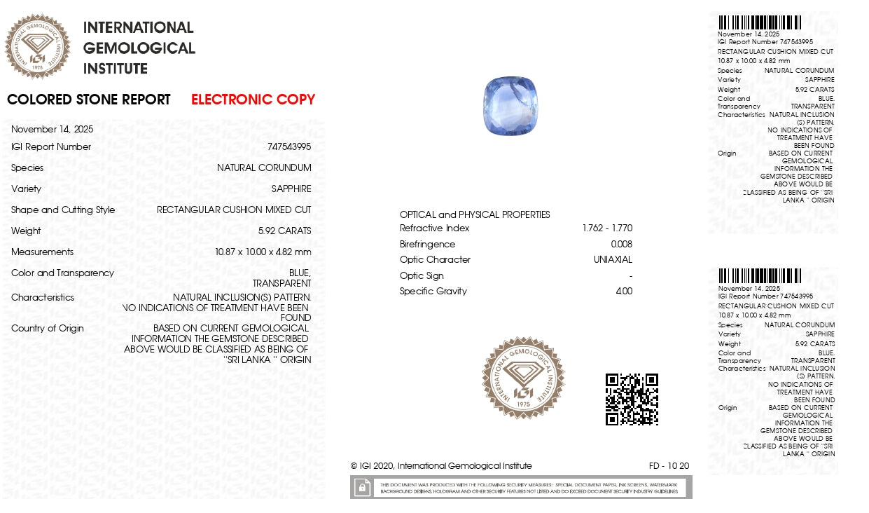 Natural Blue Sapphire (Neelam) 5.92 Carats