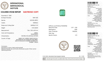 Natural Zambian Emerald (Panna) 1.98 Carats