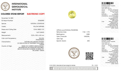 Natural Yellow Sapphire (Pukhraj) 5.47 Carats