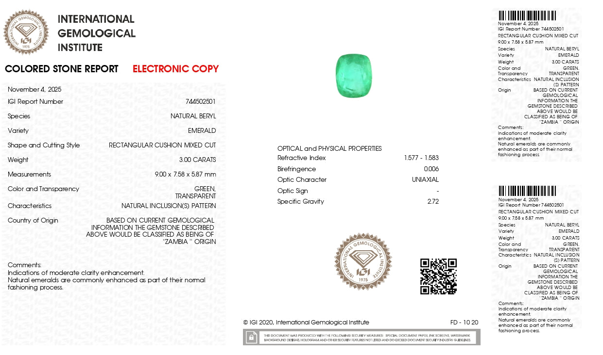 Natural Zambian Emerald (Panna) 3.00 Carats