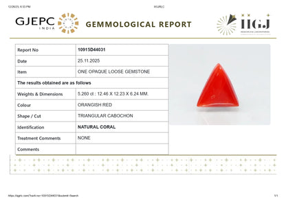 Natural Italian Red Coral (Moonga) 5.26 Carats