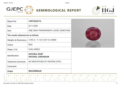 Natural Ruby (Manik) 4.78 Carats