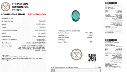 Natural Zambian Emerald (Panna) 3.85 Carats