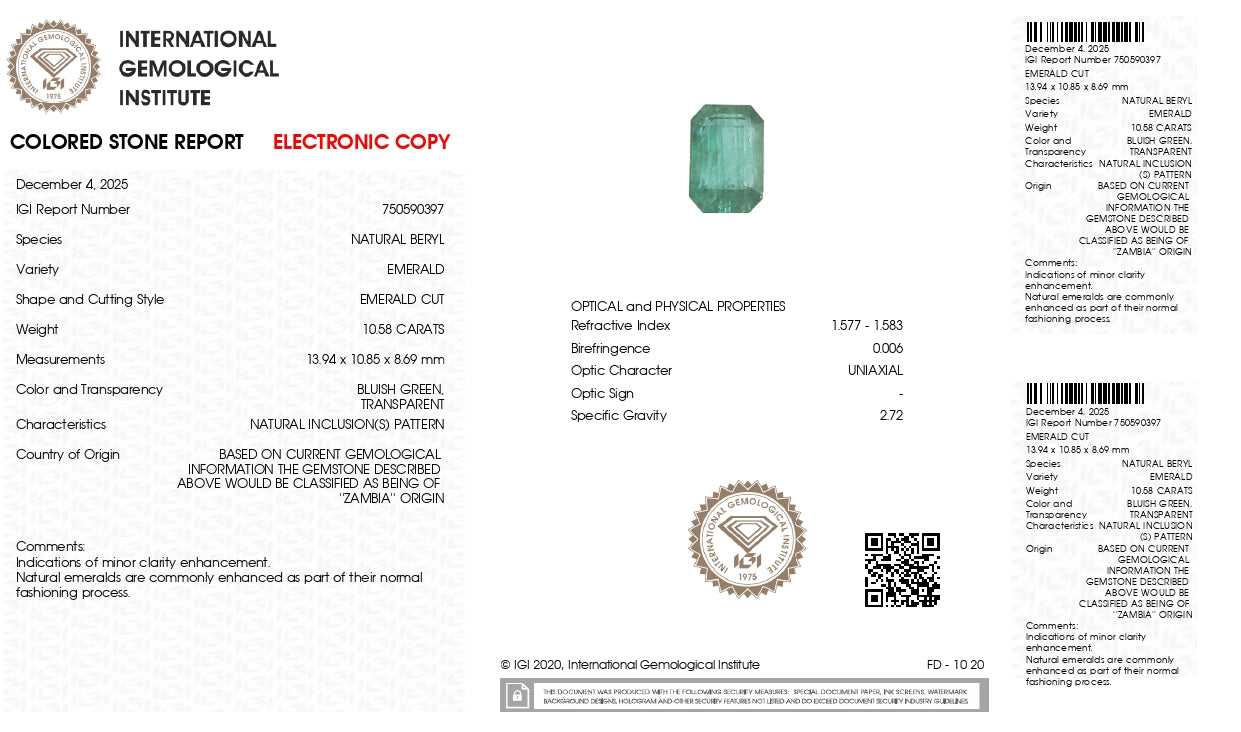 Natural Zambian Emerald (Panna) 10.58 Carats