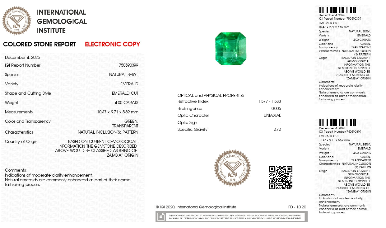 Natural Zambian Emerald (Panna) 4.00 Carats