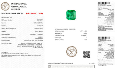 Natural Zambian Emerald (Panna) 4.00 Carats