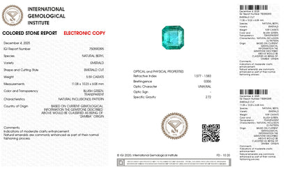 Natural Zambian Emerald (Panna) 5.59 Carats