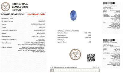 NATURAL BLUE SAPPHIRE (NEELAM) 4.95 CARATS
