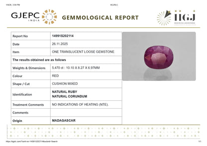 Natural Ruby (Manik) 5.47  Carats