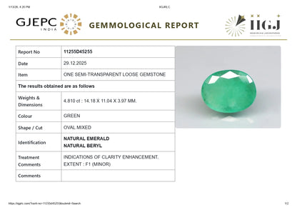 Natural Zambian Emerald (Panna) 4.81 Carats