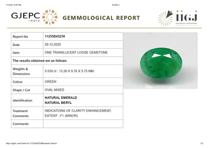 Natural Zambian Emerald (Panna) 5.03 Carats