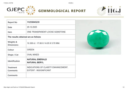 Natural Zambian Emerald (Panna) 10.30 Carats