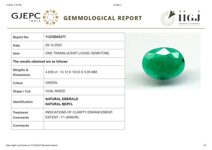 Natural Zambian Emerald (Panna) 4.83 Carats