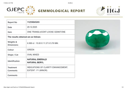 Natural Zambian Emerald (Panna) 6.99 Carats
