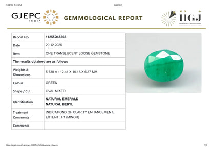 Natural Zambian Emerald (Panna)5.73 Carats