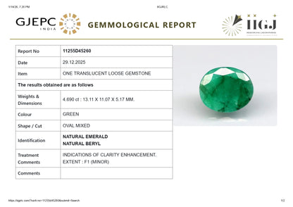 Natural Zambian Emerald (Panna) 4.69 Carats