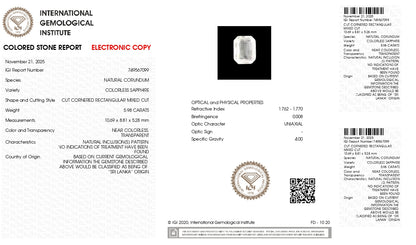 NATURAL WHITE SAPPHIRE 5.98 CARATS