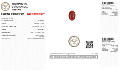 Japanese Red Coral (Moonga) 5.34 Carats
