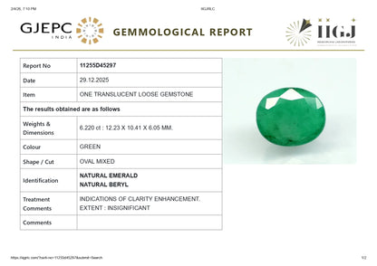 Natural Zambian Emerald (Panna) 6.22 Carats