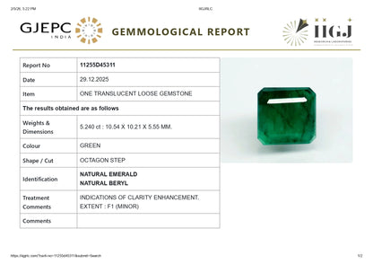 Natural Zambian Emerald (Panna) 5.24 Carats