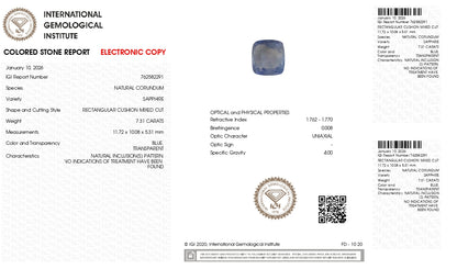Natural Blue Sapphire (Neelam) 7.31 Carats