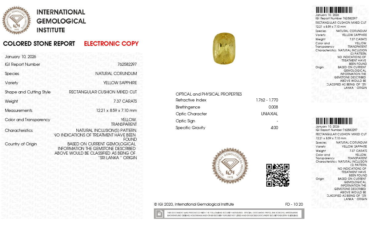 Natural Yellow Sapphire (Pukhraj) 7.37 Carats