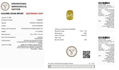 Natural Yellow Sapphire (Pukhraj) 7.37 Carats