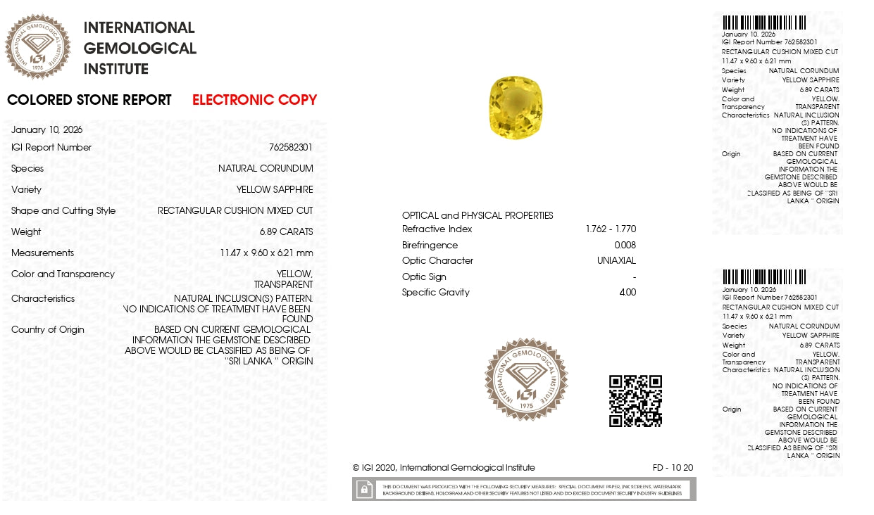 Natural Yellow Sapphire (Pukhraj) 6.89 Carats