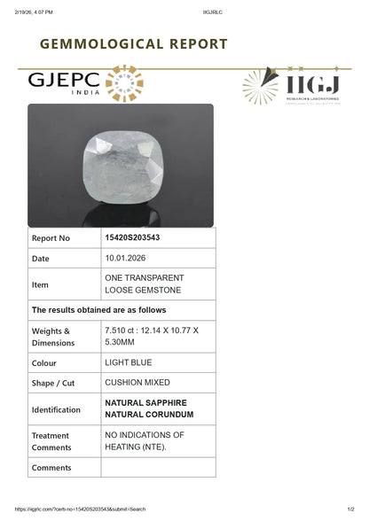 Natural Blue Sapphire (Neelam) 7.51 Carats