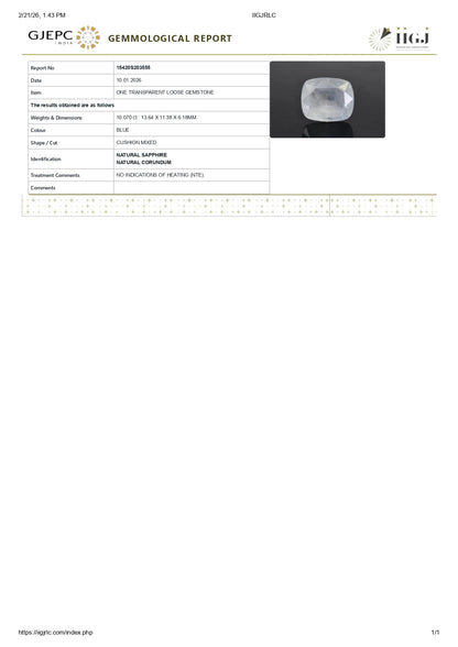 Natural Blue Sapphire (Neelam) 10.07 Carats