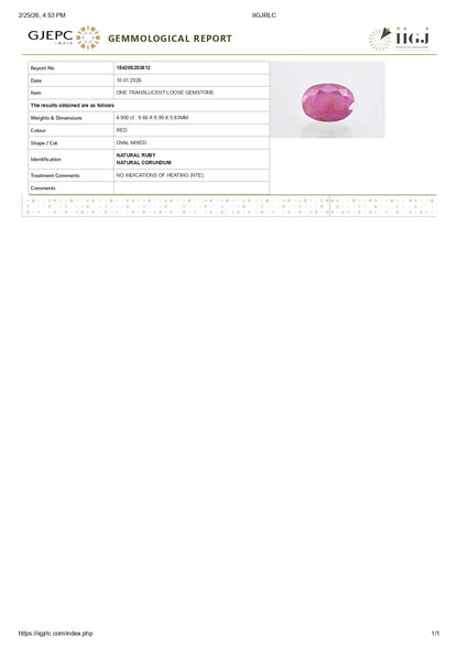 Natural Ruby (Manik) 4.90 Carats