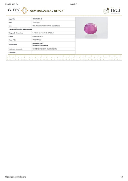 Natural Ruby (Manik) 5.71 Carats