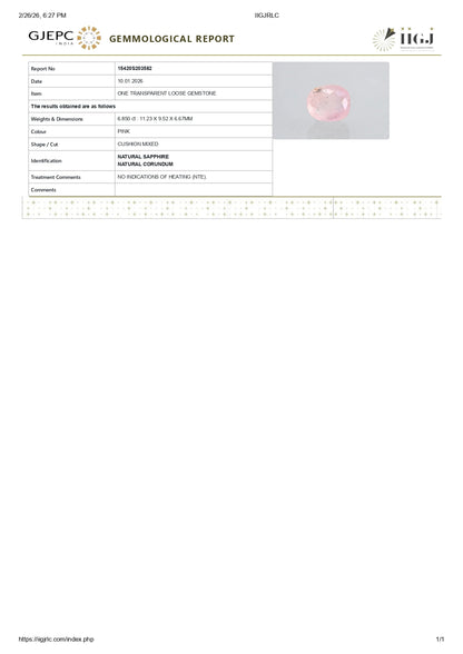 Natural Pink Sapphire 6.85 Carats