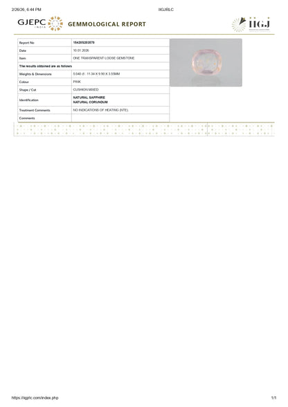 Natural Pink Sapphire 5.04 Carats