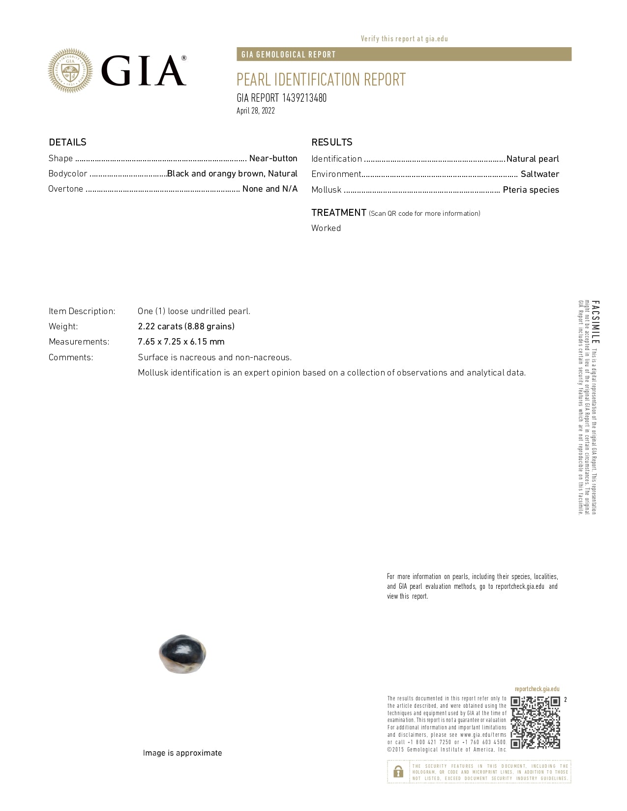 Natural Basra Pearl (Moti) 2.22 Carats