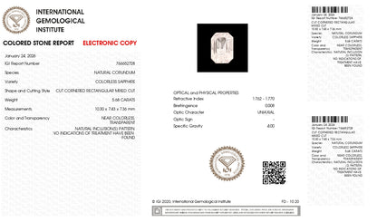 NATURAL WHITE SAPPHIRE 5.68 CARATS