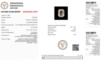Natural White Sapphire 8.67 Carats