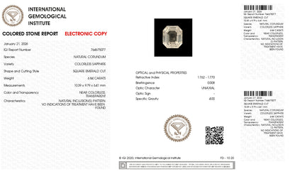 Natural White Sapphire 6.84 Carats