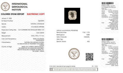 Natural White Sapphire 8.03 Carats