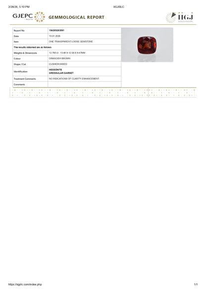 Natural Sri-Lankan Hessonite (Gomed) 12.78 Carats