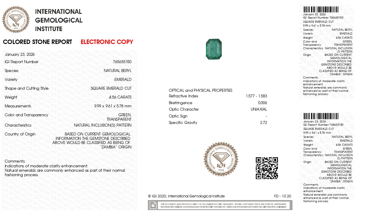 Natural Zambian Emerald (Panna) 4.56 Carats
