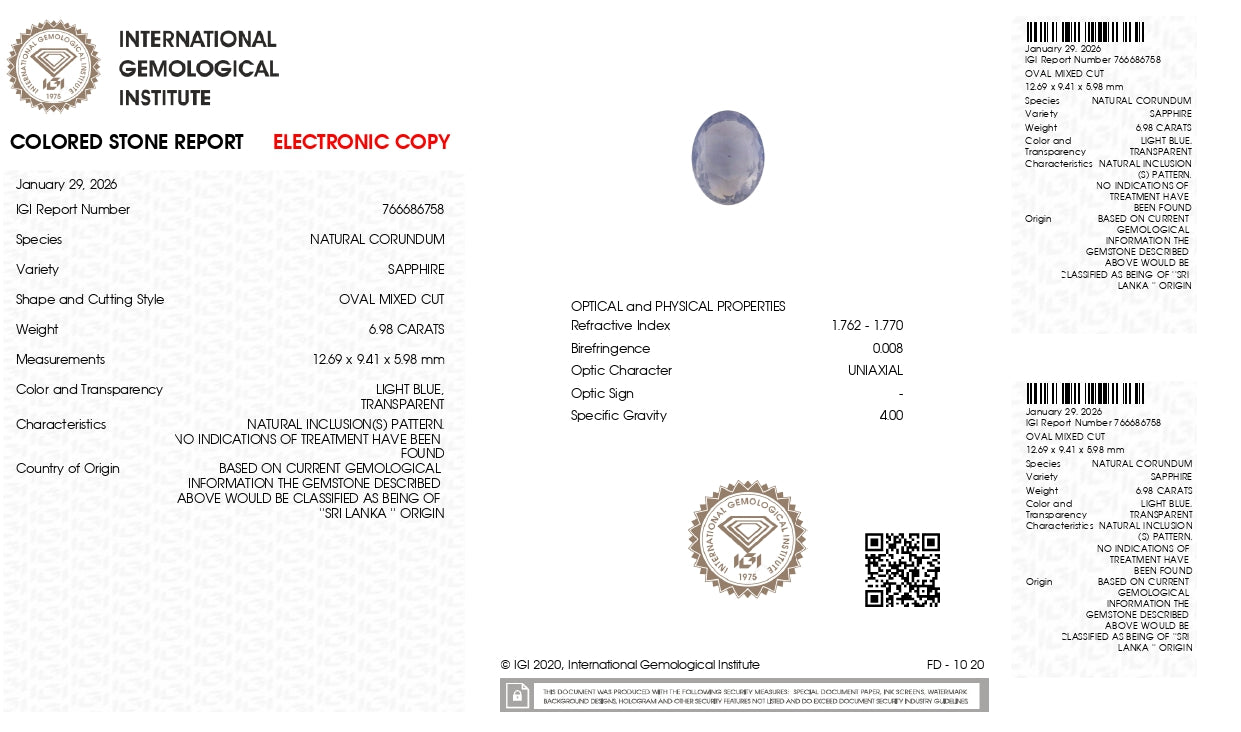 Natural Blue Sapphire (Neelam) 6.98 Carats