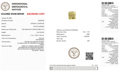 Natural Yellow Sapphire (Pukhraj) 9.63 Carats